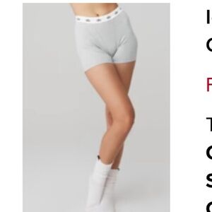 Icon Ribbed Boyshort from Alo Yoga in Grey Size Small